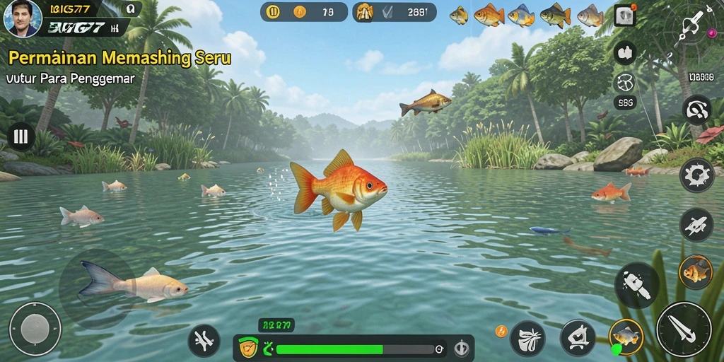 Gameplay seru BIG77 dengan momen memancing yang menegangkan.