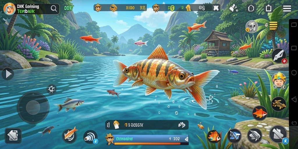 Tampilan gameplay memancing yang mendebarkan dari DKK.