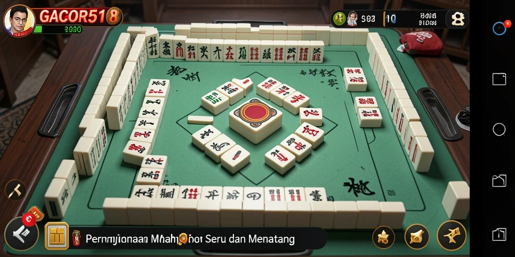 Tampilan gameplay GACOR518 yang menarik dan penuh strategi Mahjong.