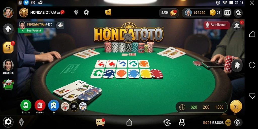 Screenshot gameplay HONDATOTO yang menampilkan suasana poker yang mendebarkan.