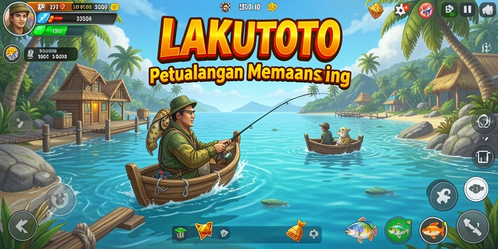 Tampilan gameplay seru dalam LAKUTOTO saat memancing.