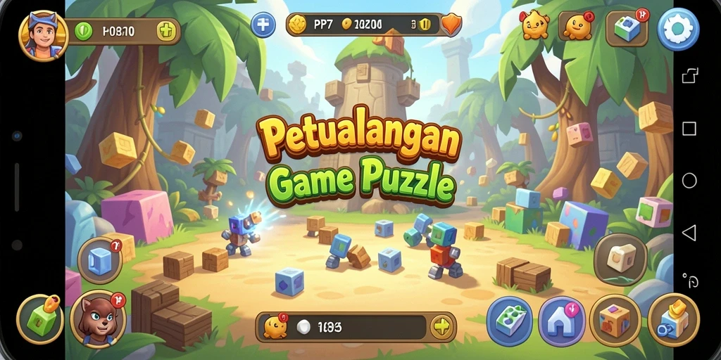 Tampilan gameplay menantang dalam PP7, teka-teki penuh warna.