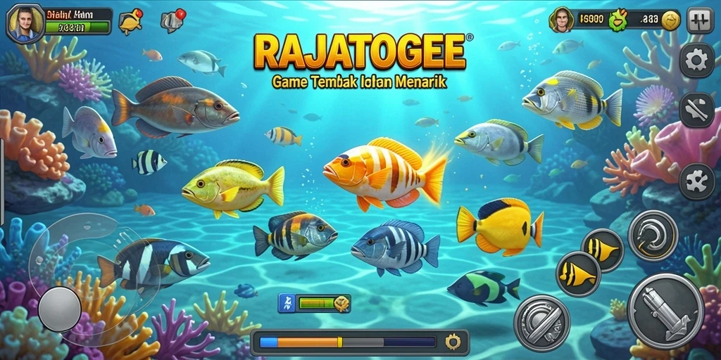 Tampilan gameplay Tembak Ikan yang menarik dan penuh warna.